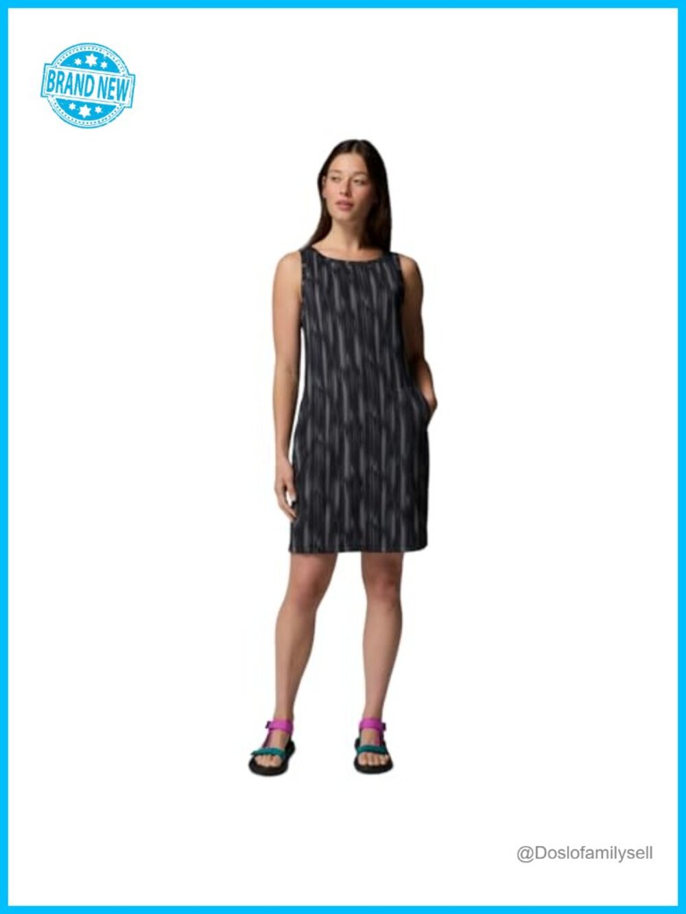 Chill River Printed Sleeveless Swing Dress Omni-Shade Omni-Freeze Plus Size
